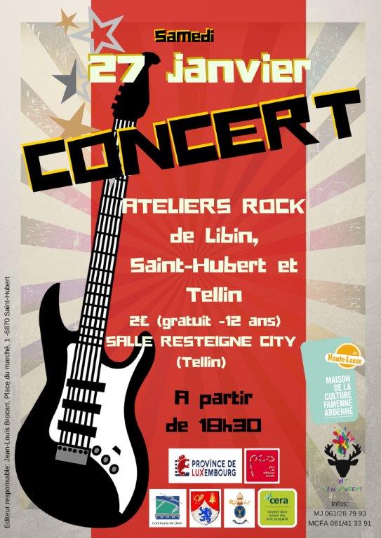 Concert des ateliers rock le 27 janvier dans la salle Resteigne-City